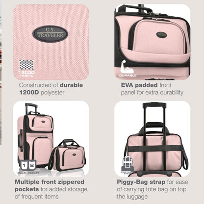 U.S. Traveler Rio Juego de Maletas Ligeras (2 Ruedas / Pink)