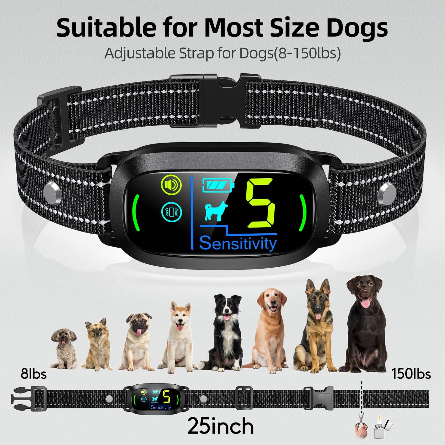 FAFAFROG Collar Antiladridos Inteligente (Negro)