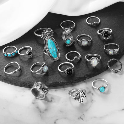 17IF Juego de Anillos Vintage para Mujer (19 Piezas)