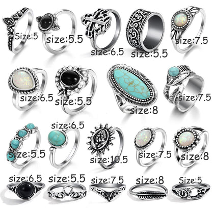 17IF Juego de Anillos Vintage para Mujer (19 Piezas)