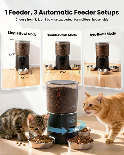 Comedero Automático para 3 Gatos (6L / 25 Tazas)