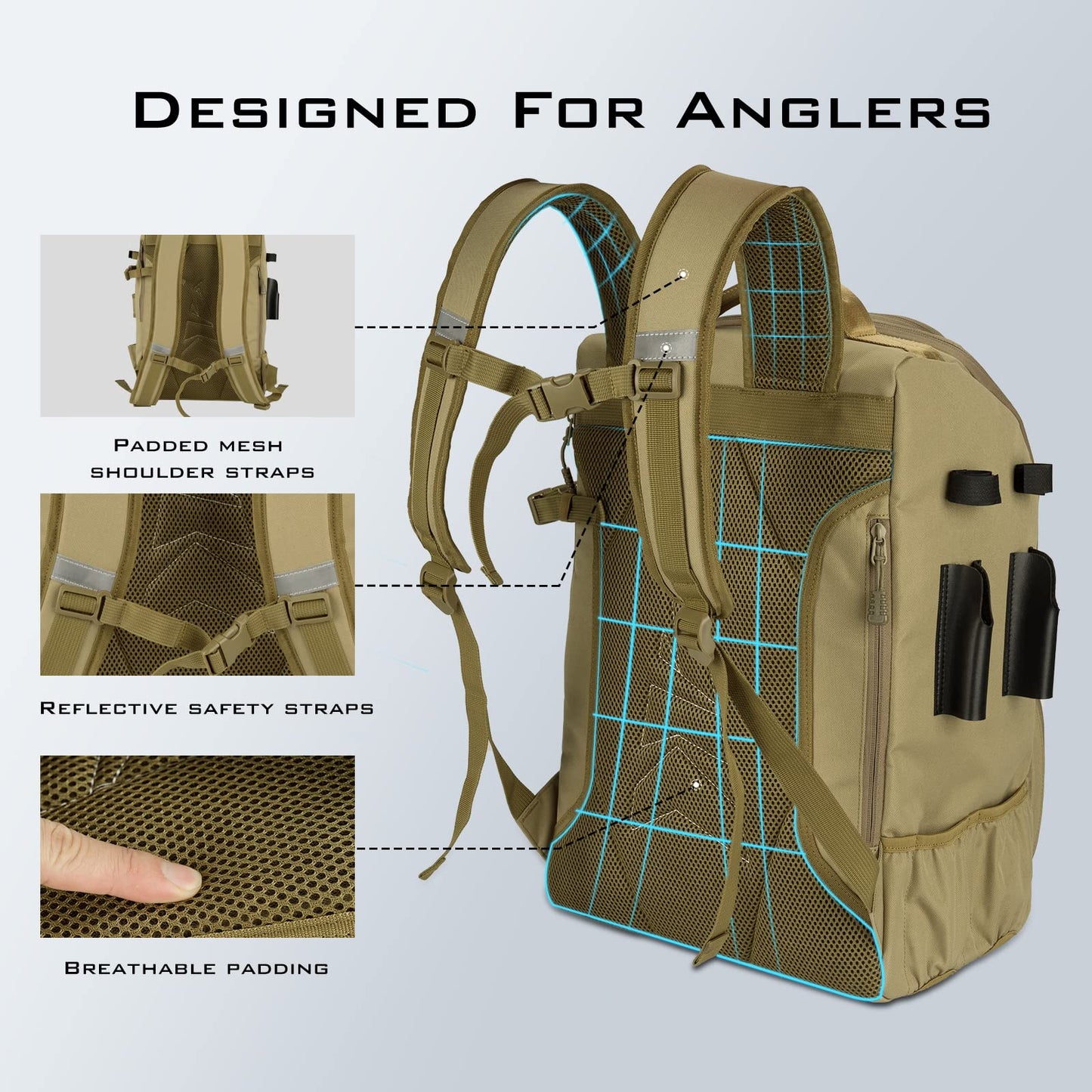 KastKing Mochila de Aparejos de Pesca KarryAll (40/26L / Khaki)