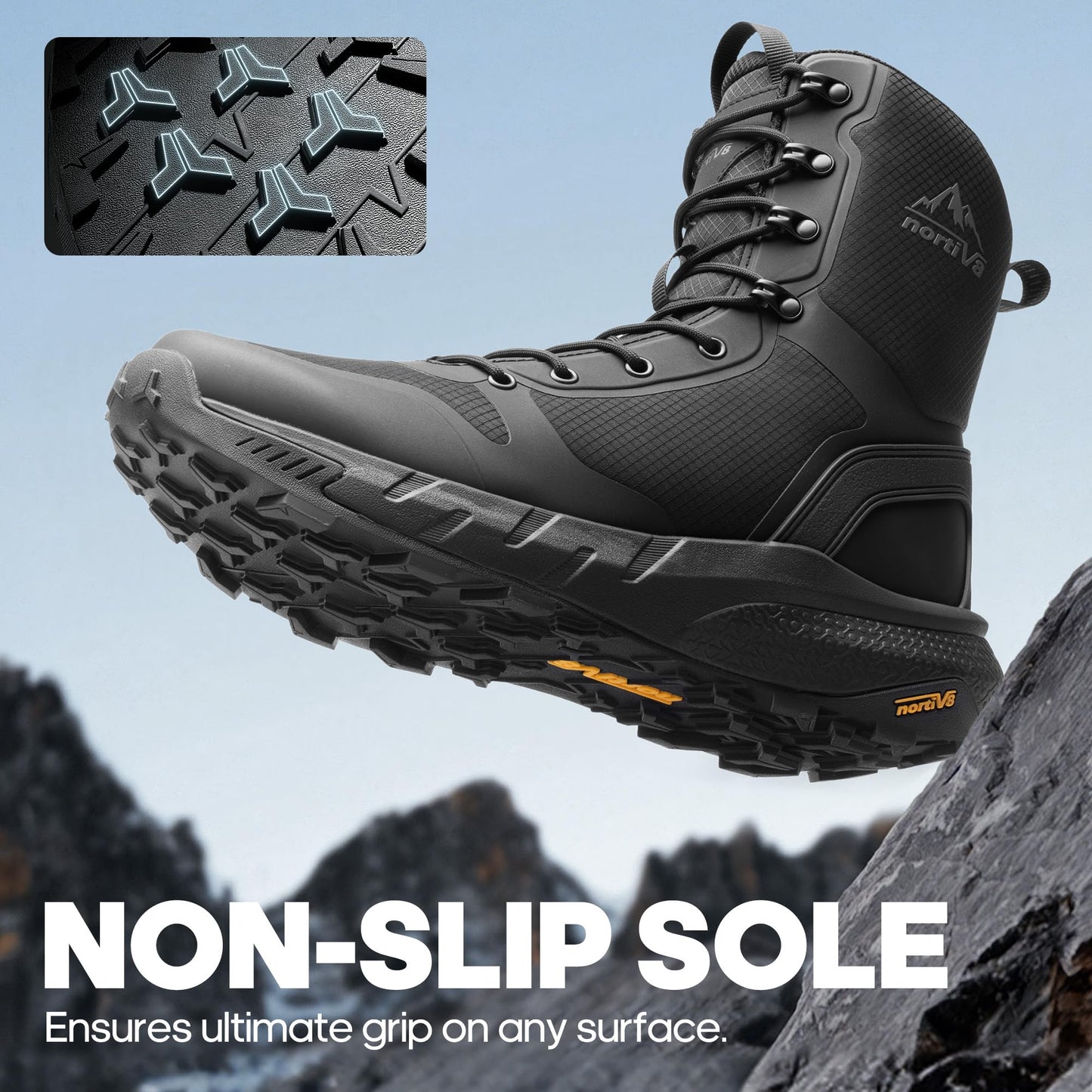NORTIV 8 Men's Military Tactical Boot Lightweight Comfortable Boots for Work All Day Side Zipper Motorcycle Combat Hiking Boots Metrostrike(8-9 Inches), Black-9 Inches