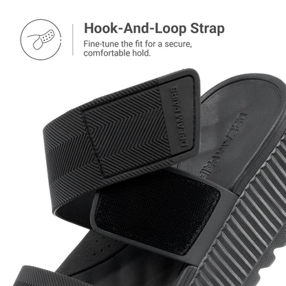 DREAM PAIRS Women's Platform Slip on Adjustable Sandals Lightweight Comfortable Non-Slip Vacation Beach Chunky Open Toe Wedges for Summer Waterproof Shoes 2026, All Black, SDWS26004W