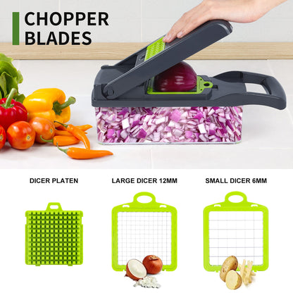 Cortador de Verduras y Mandolina 10 en 1 (Gris/Verde)
