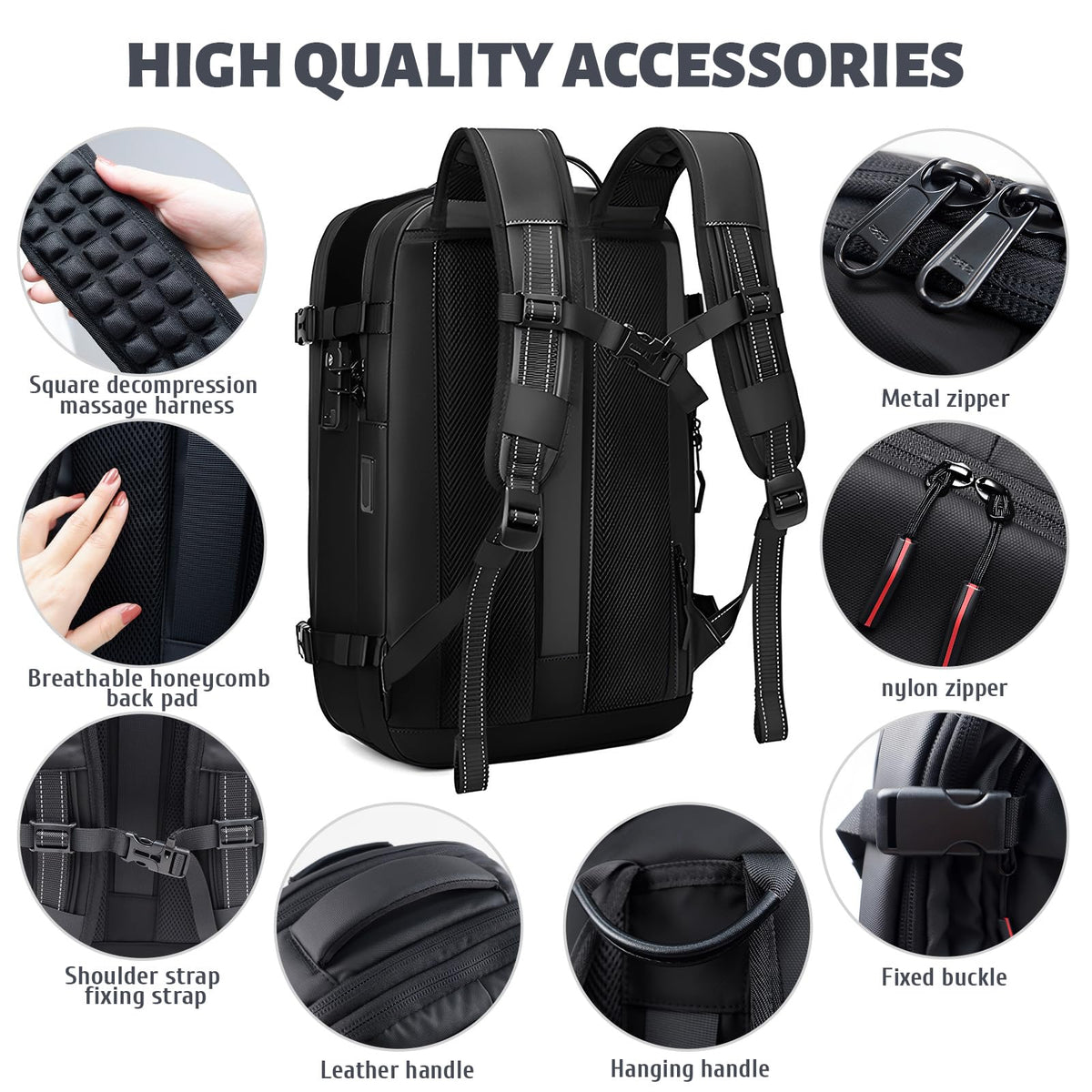BYED Vacuum Backpack Travel-Expandable Compression Backpack with Air Pump,Usb,Tsa Lock, Air Backpacks with Removable Vacuum Bag,Carry On Vacpack for Men and Women