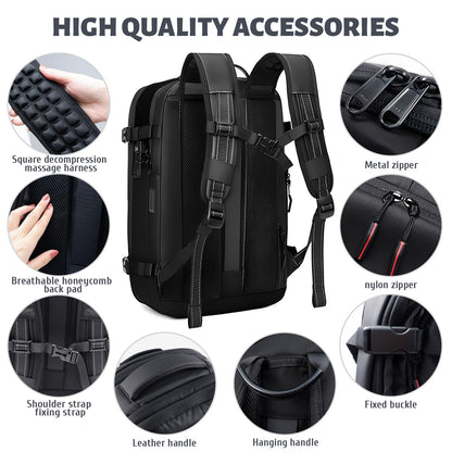 BYED Vacuum Backpack Travel-Expandable Compression Backpack with Air Pump,Usb,Tsa Lock, Air Backpacks with Removable Vacuum Bag,Carry On Vacpack for Men and Women
