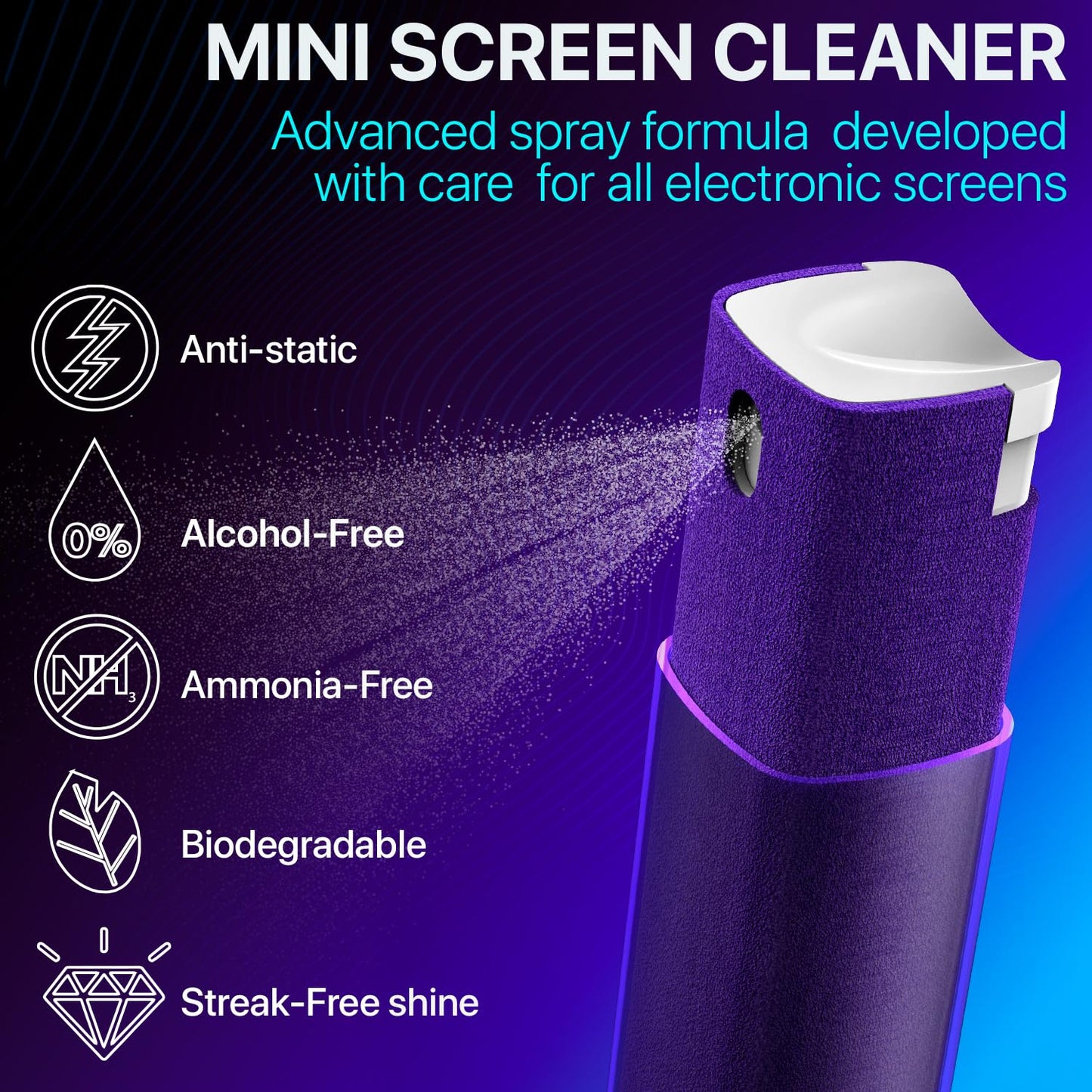IO CLEAN Mini Spray Limpiador de Pantallas (Gris)
