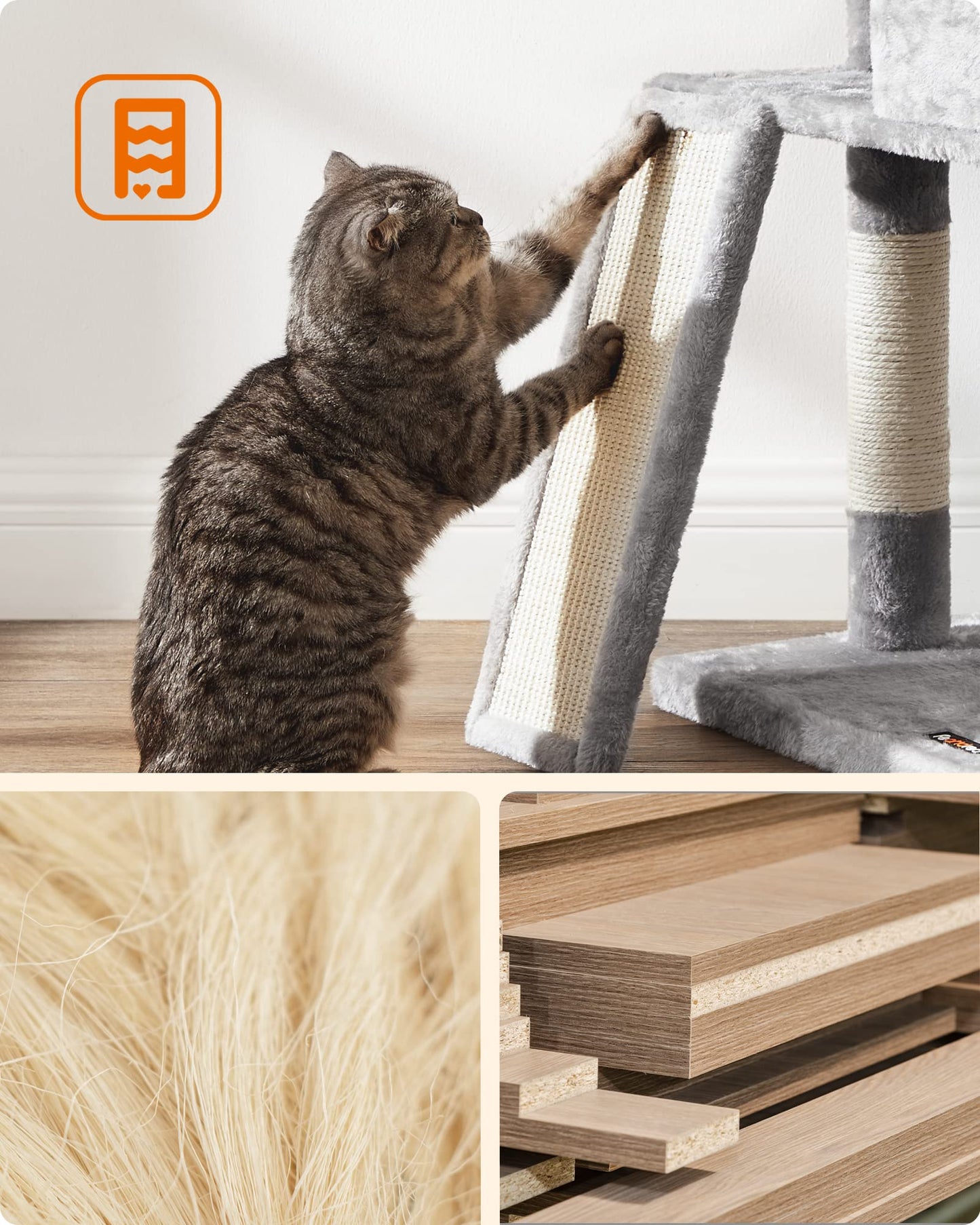 Feandrea Torre para Gatos UPCT141W01 de 45.3" (Gris Claro)
