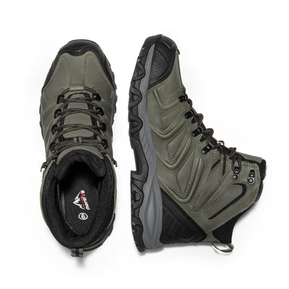 NORTIV 8 Men's Ankle High Waterproof Hiking Boots Outdoor Lightweight Shoes Trekking Trails Armadillo, Army Green-Leather, 160448_M