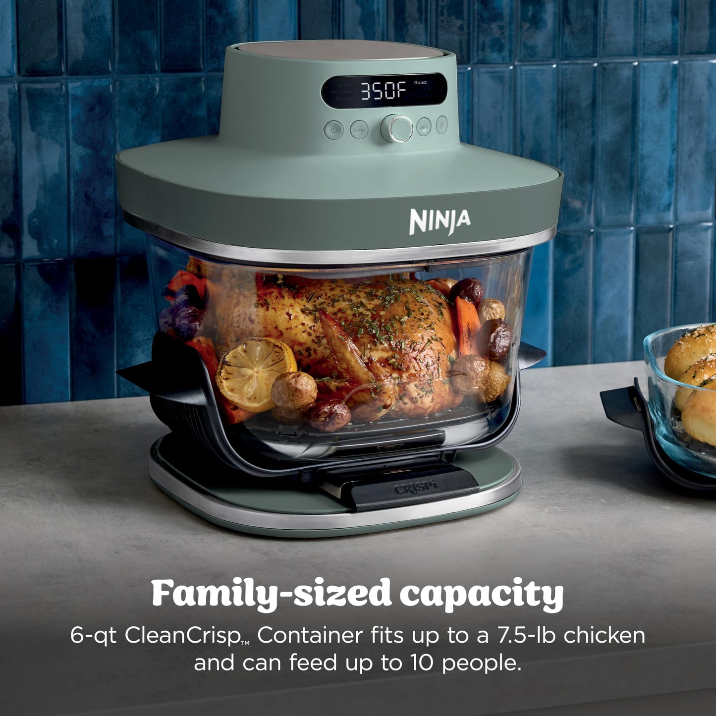 Ninja Crispi Pro 6-in-1 Glass Air Fryer | With Nontoxic, 6qt & 2.5qt Containers & Lids | Microwave, Freezer, Dishwasher Safe | 450°F Max Temp | 1800 Watt | Ash Grey | AS101DG