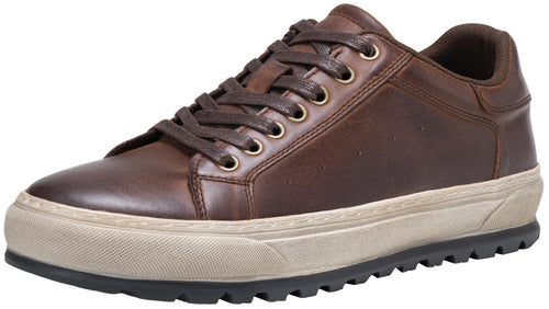 Jousen Men's Shoes Leather Casual Dress Sneakers with Vintage-Distressed-Sole (AMY5124A Darkbrown 09.5)