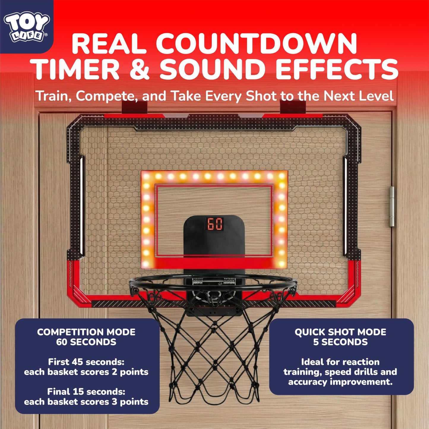TOY Life Aro de Baloncesto LED para Interiores (Para 3-9 Años)