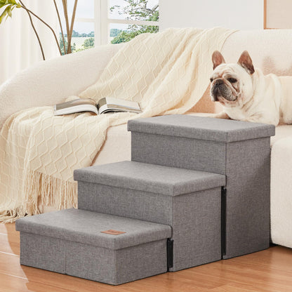 Love's cabin Escaleras para Perros de 3 Escalones (18" / Gris Sólido)