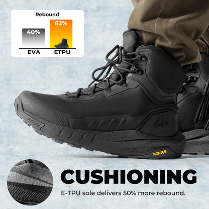 NORTIV 8 Men's Tactical Hiking Boot Lightweight Cushion Sole Boots for Work All Day Side Zipper Motorcycle Combat Military Boot Arch Support 8 Inches Terrascope, Black, NMUMMT2503