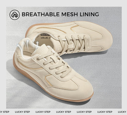 LUCKY STEP Zapatillas Retro de Moda para Mujer (Talla 8 / Beige)