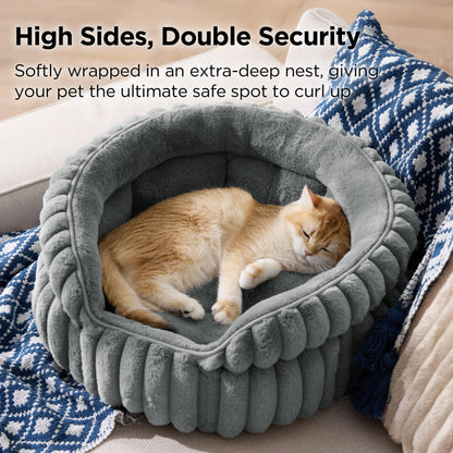 Bedsure ComfyFleece™ Cama para Gatos (20"x20"x8" / Gris Cálido)