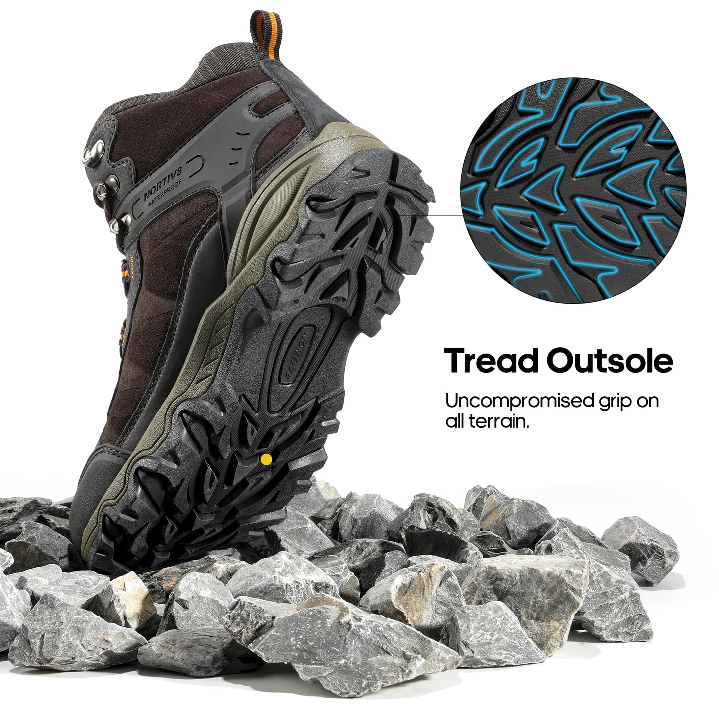 NORTIV 8 Men's Waterproof Hiking Boots Outdoor Mid Trekking Lightweight Mountaineering Shoes Paladin,Size 6.5,Brown,JS19004M
