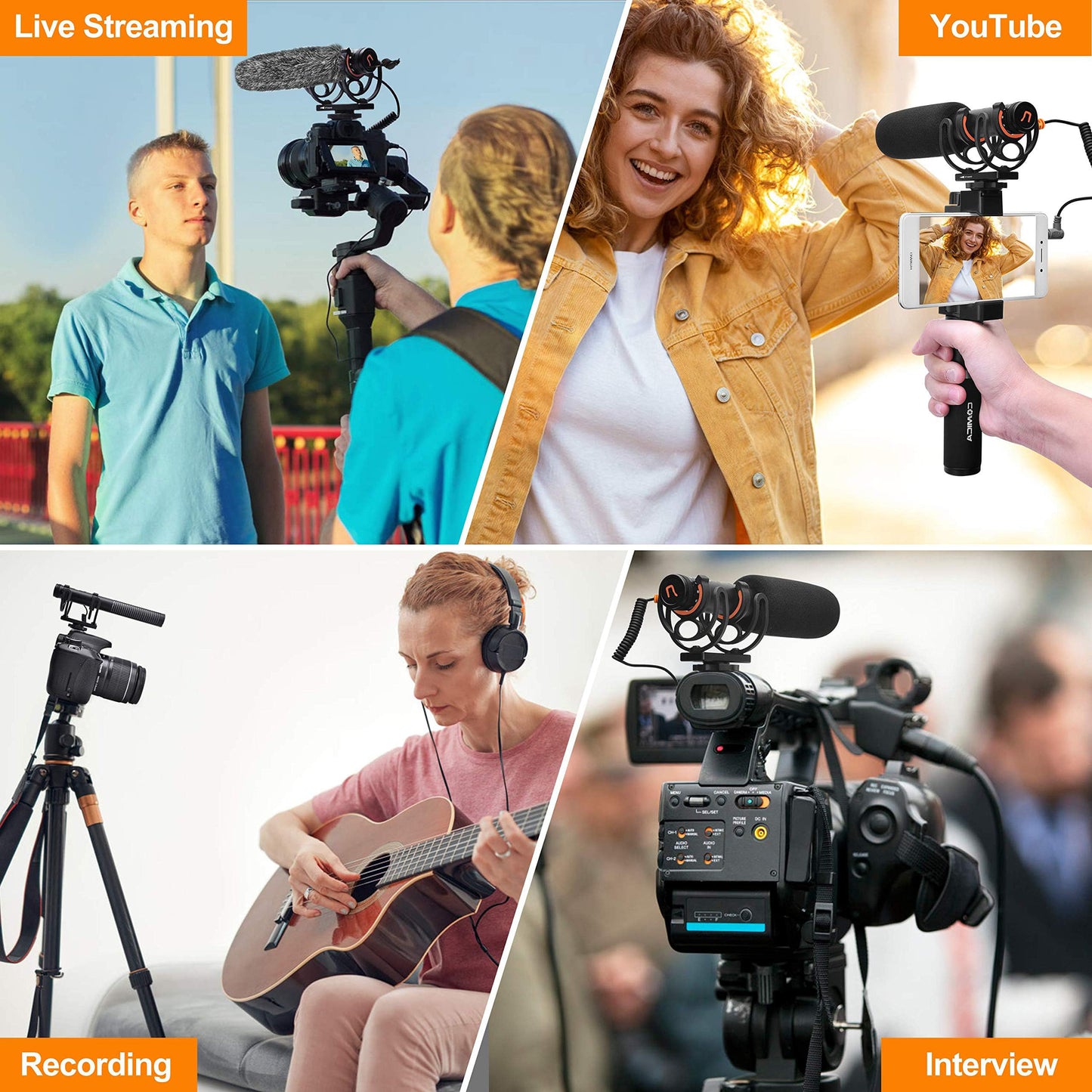 COMICA VM20 Shotgun Microphone, Super-Cardioid Camera Microphone with Rycote Shockmount, Windscreen, Wind Muff, OLED Power Display, Video Mic for Smartphones, DSLR Cameras, Camcorders, Laptops