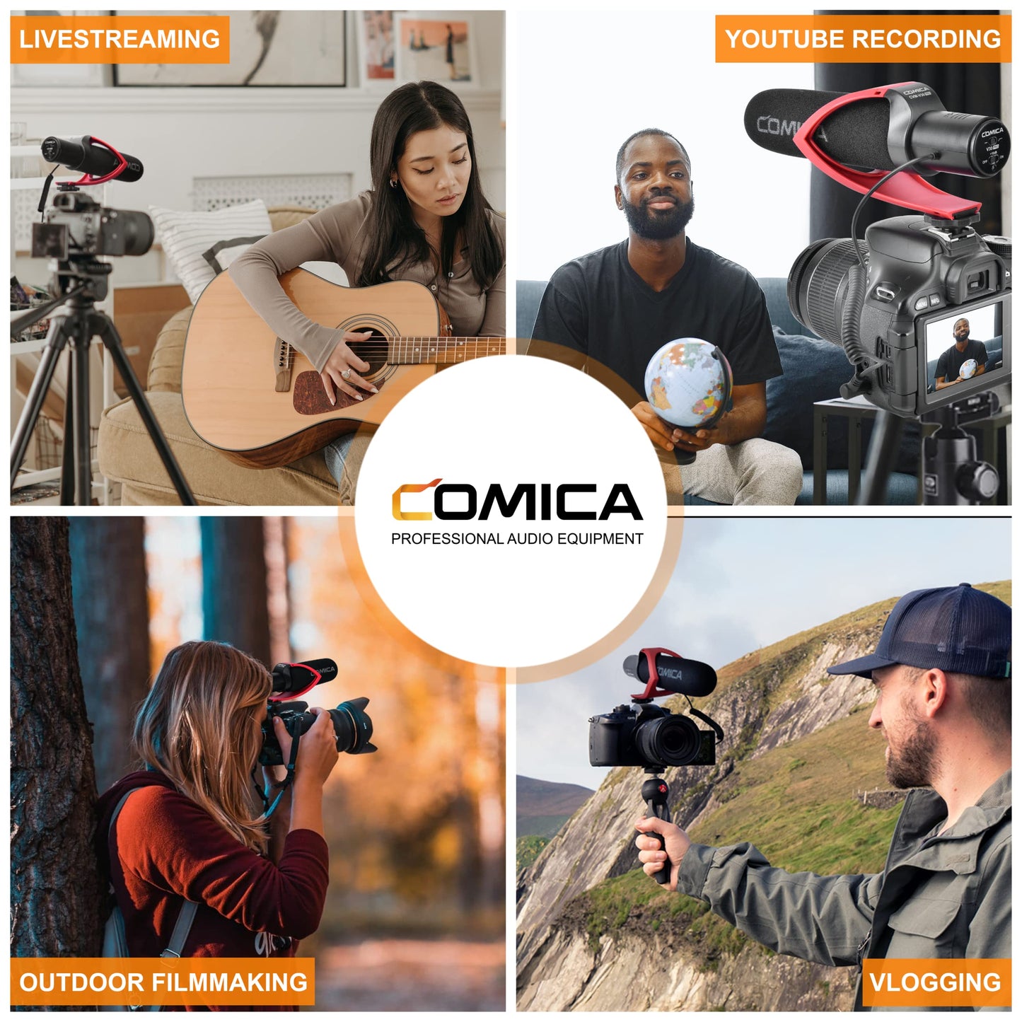 COMICA Camera Microphone CVM-V30 PRO Shotgun Video Microphone with 3.5mm Interface,Interview VideoMic for Canon Nikon Sony Panasonic Fuji Olympus DSLR Camcorder for YouTube Vlogging Facebook(RED)