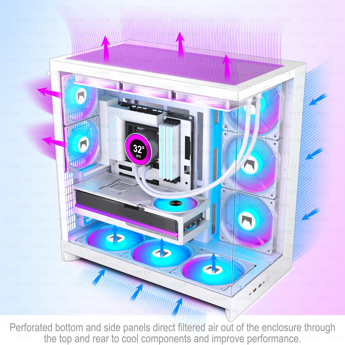 HYXN Gabinete para PC ATX H2 2026 (White RGB)