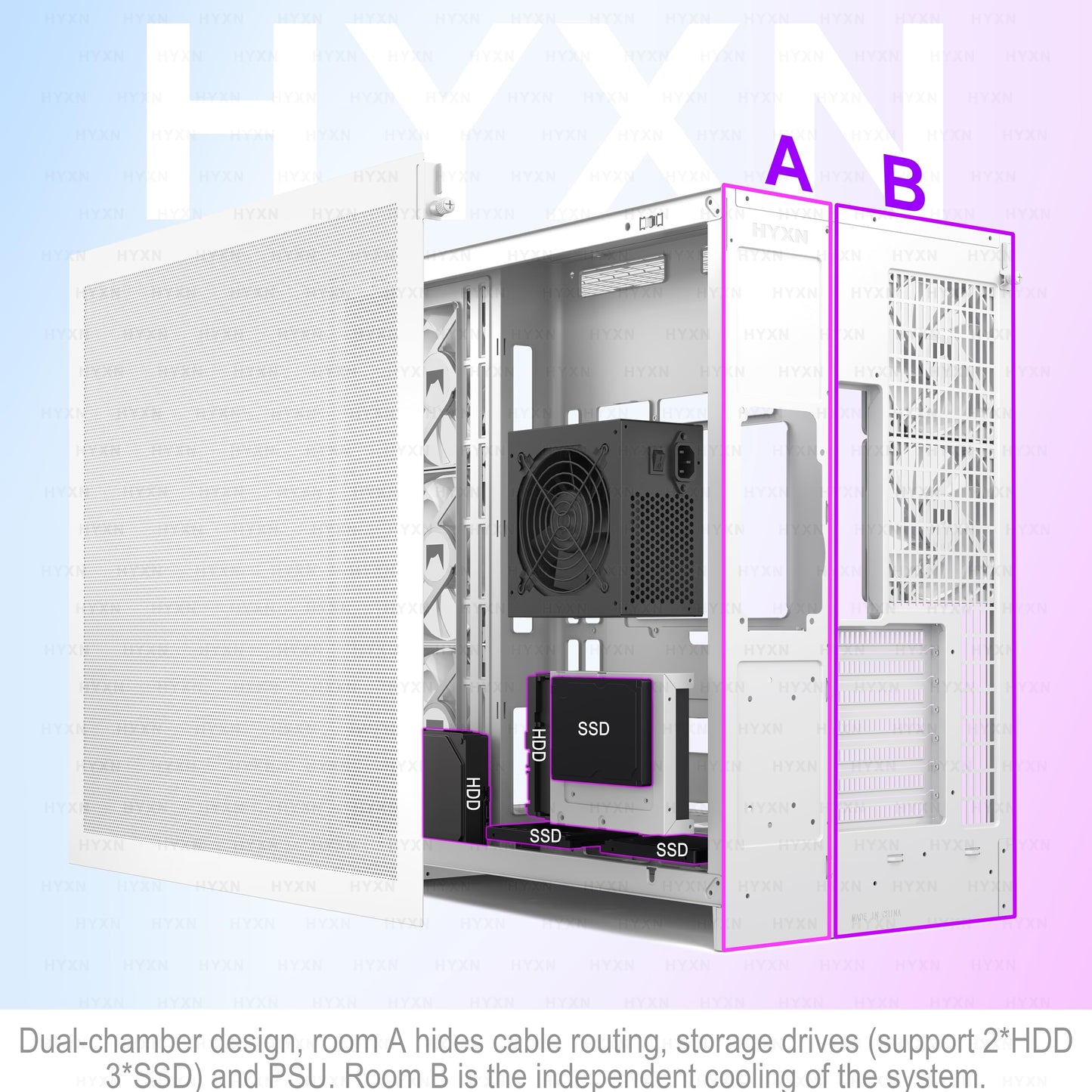 HYXN Gabinete para PC ATX H2 2026 (White RGB)