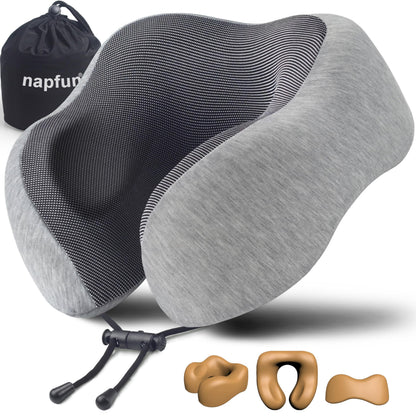 napfun Almohada de Cuello para Viajes (Gris Claro)