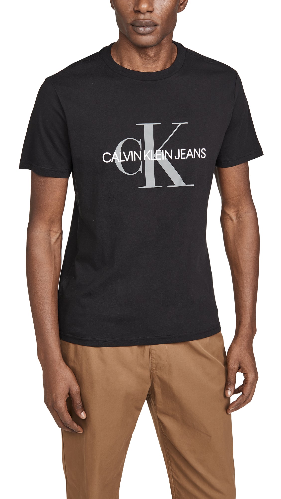 Calvin Klein Camiseta de Manga Corta con Logo Monograma (Negro)