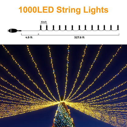 LIGHTSHARE Cadena de Luces 1000LED de 328FT (Blanco Cálido)