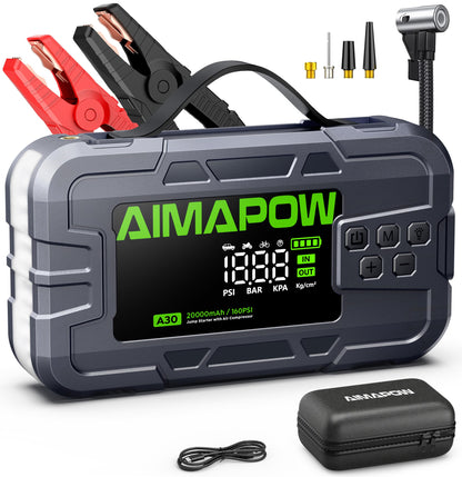 Arrancador de Batería Portátil con Compresor 8000A / 160PSI