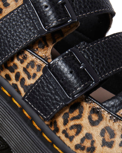 Dr. Martens Women's Buzz Mary Jane Shoes, Light Tan Mini Leopard Spot Hair On