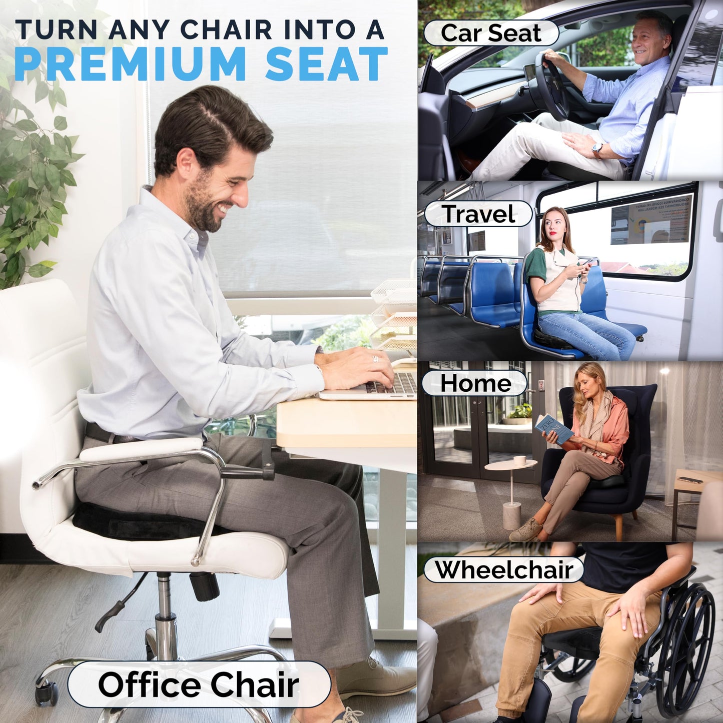 ComfiLife Cojín de Asiento de Espuma Viscoelástica y Gel (Negro)