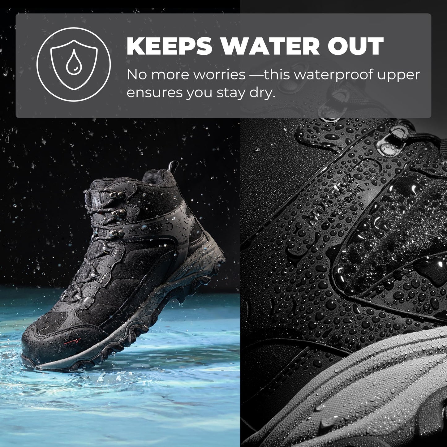 NORTIV 8 Waterproof Steel Toe Boots for Men Slip Resistant Safety Industrial Boots Paladin-Steel, Black, JS19004M-STEEL