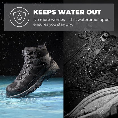NORTIV 8 Waterproof Steel Toe Boots for Men Slip Resistant Safety Industrial Boots Paladin-Steel, Black, JS19004M-STEEL