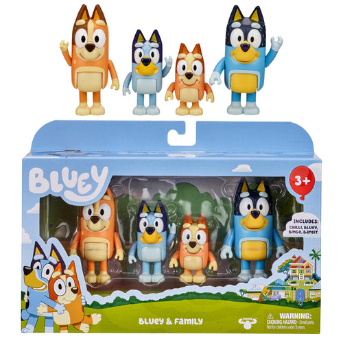 Bluey Paquete de 4 Figuras Familiares (Para Niños de 3+ Años)