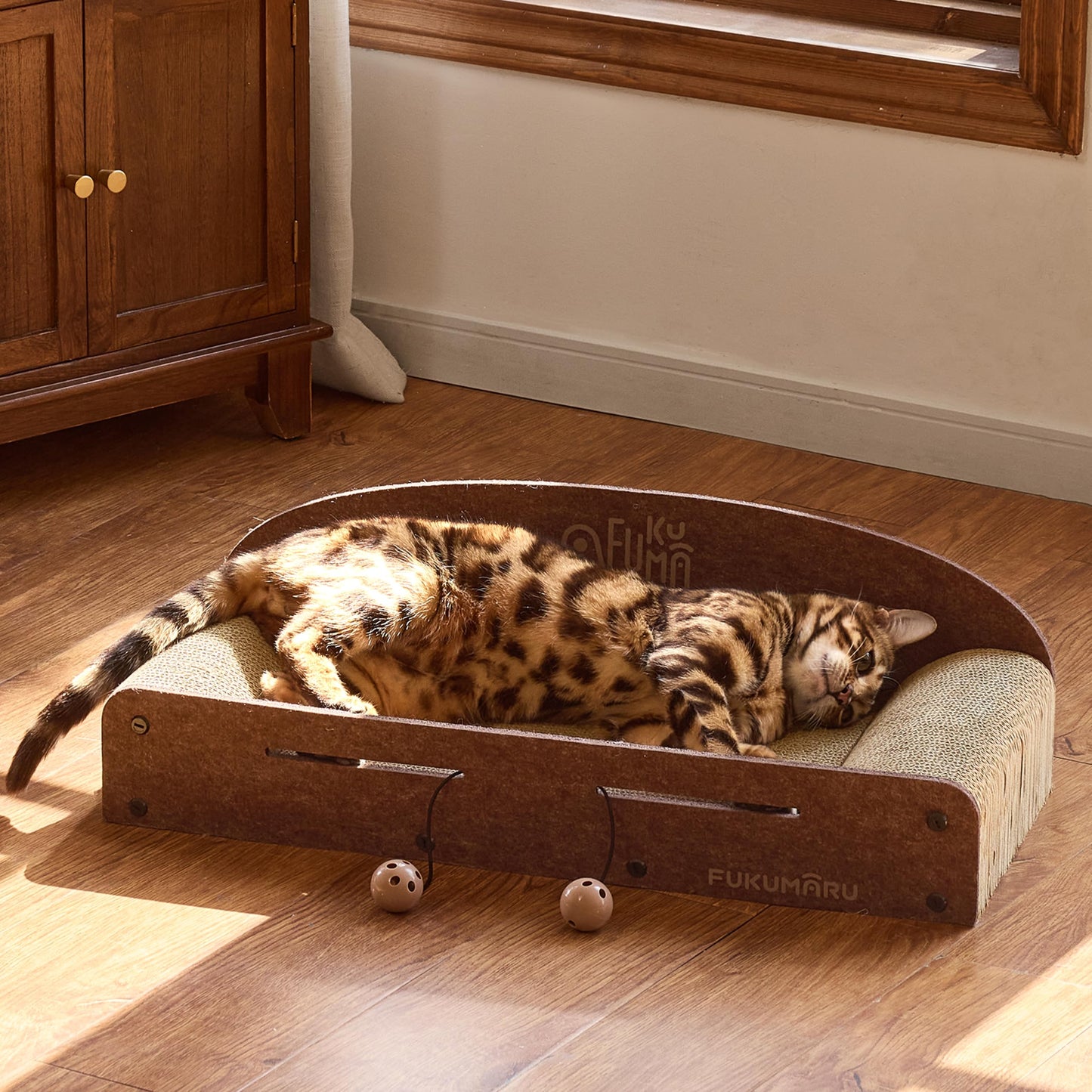 FUKUMARU Cama Rascadora para Gatos de 26 Pulgadas (Caramelo)