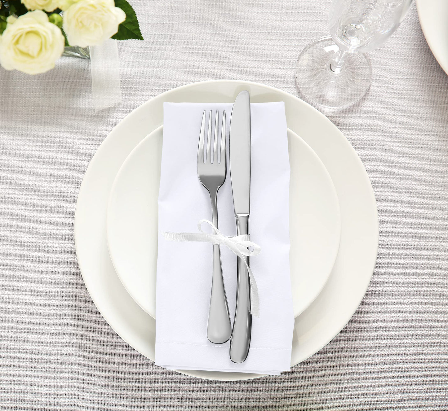 Utopia Kitchen White Cloth Napkins 288 Pack (18x18 Inches), Commercial Grade Dinner Napkins Bulk, Absorbent Cotton Blend, Washable Reusable for Restaurant, Hotel, Wedding, Lunch and Banquet