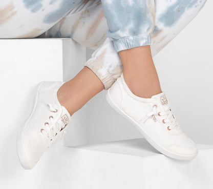 Skechers Women's Bobs B Cute Sneaker – Memory Foam, Flexible Outsole, Lightweight Vegan Shoes, White