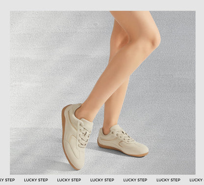 LUCKY STEP Zapatillas Retro de Moda para Mujer (Talla 8 / Beige)