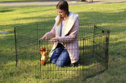 PEEKABOO Corral para Perros de 8 Paneles (24 Pulgadas / Negro)