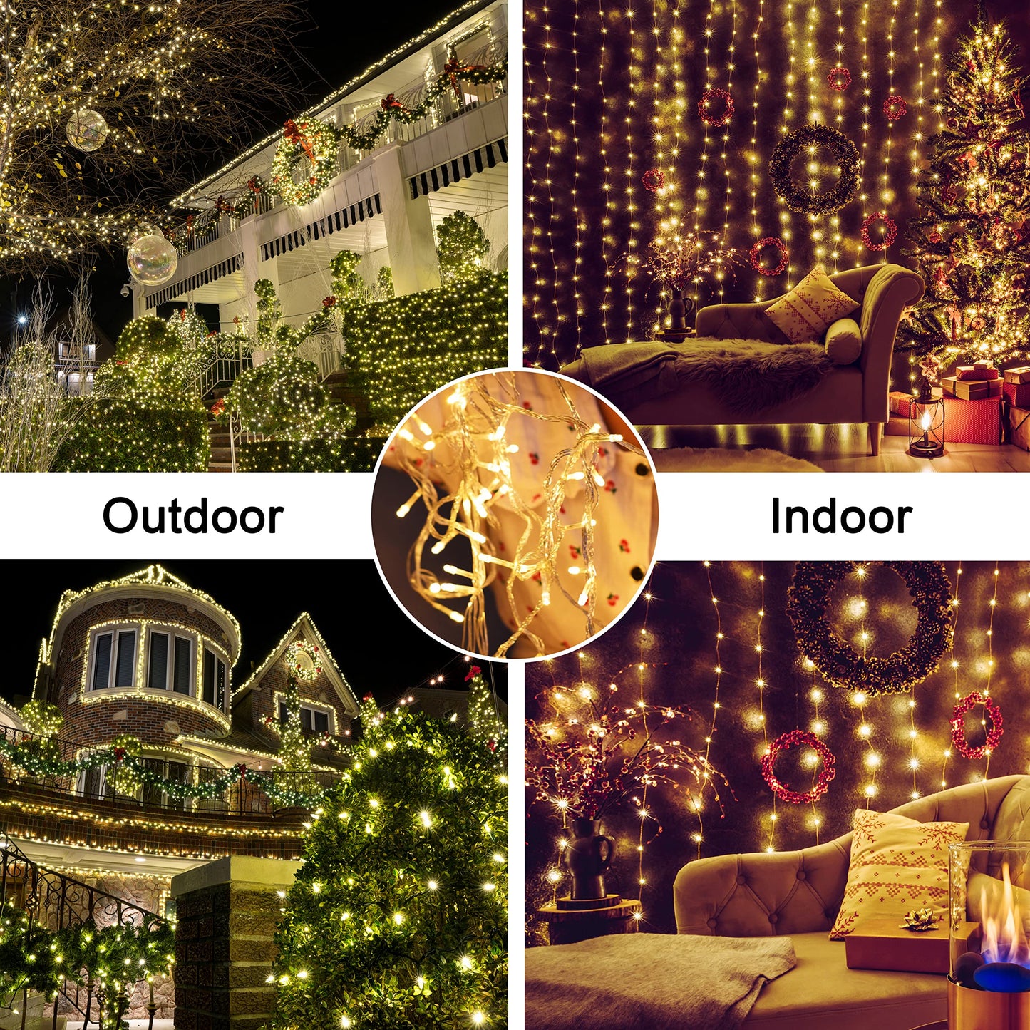 LIGHTSHARE 1000LED 328FT String Lights Warm White, 8 Modes 30V Plug in Fairy Lights with Remote Control for Home Garden Yard Christmas Wedding Holiday Party Thanksgiving (1pc Transparent Wire)