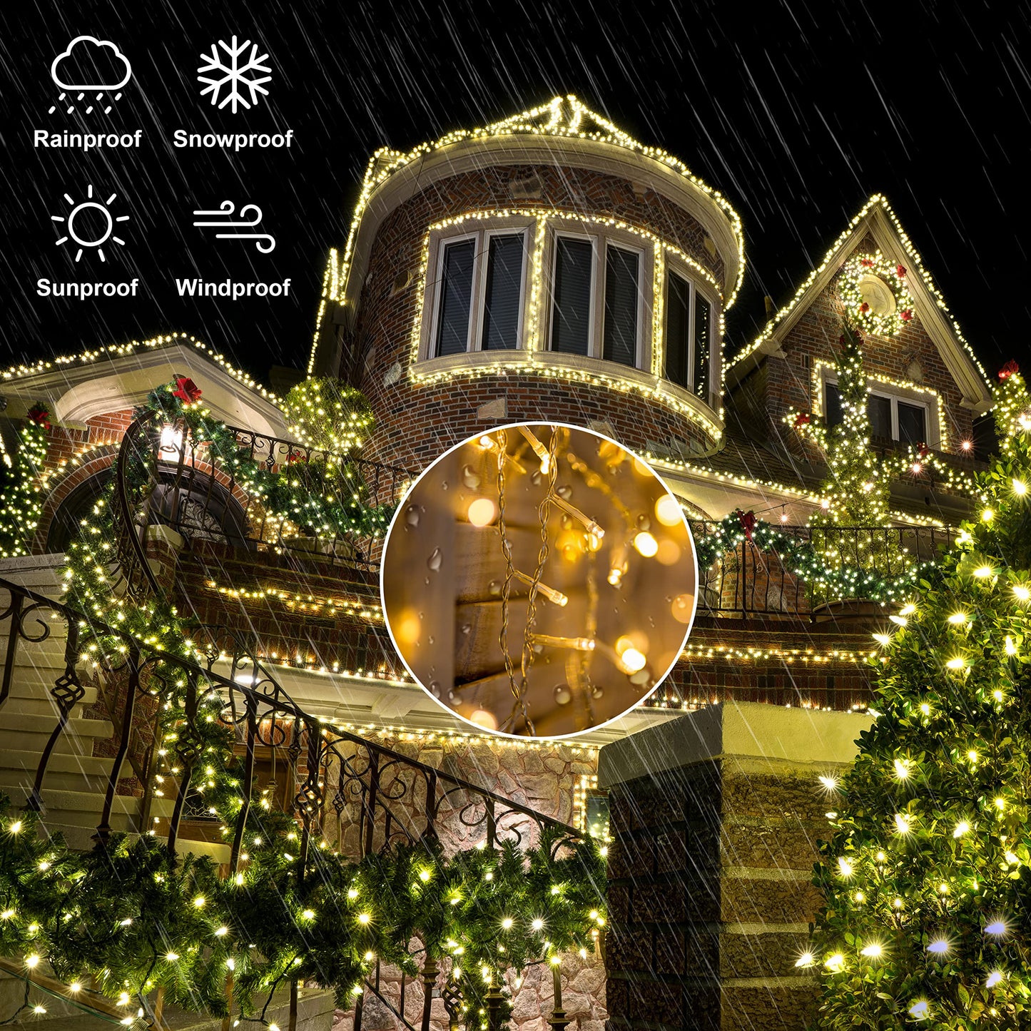 LIGHTSHARE Cadena de Luces 1000LED de 328FT (Blanco Cálido)